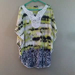 Alfani kaftan-look L sheer nylon blouse or coverup